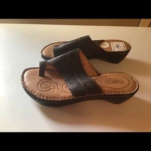 BORN size7 toe sandals with 2 inch heel. New with tags Brown color